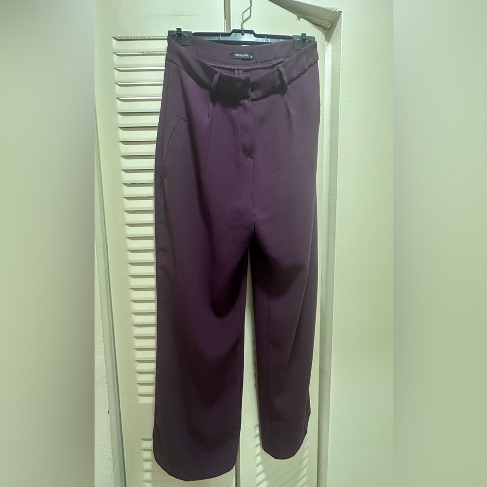 Trendyol Deep Purple Wide Leg Pants, with belt